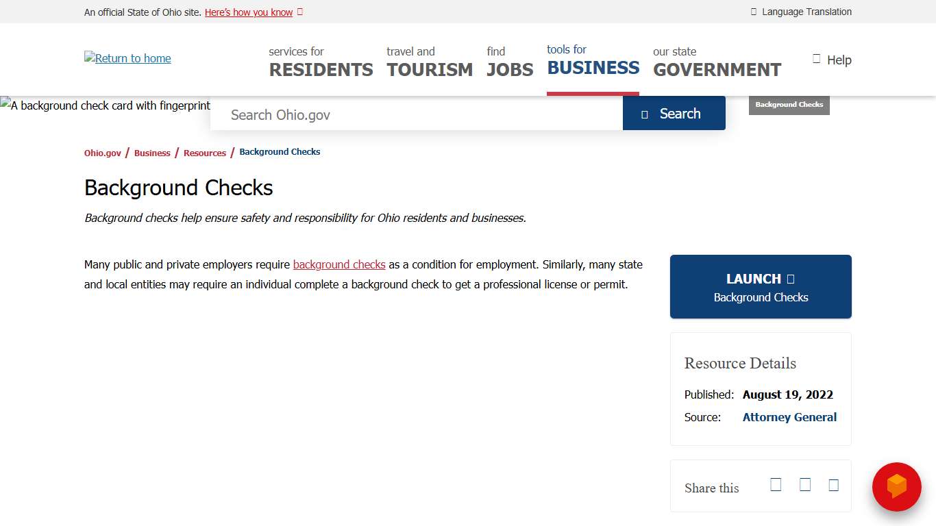 Background Checks | Ohio.gov | Official Website of the State of Ohio